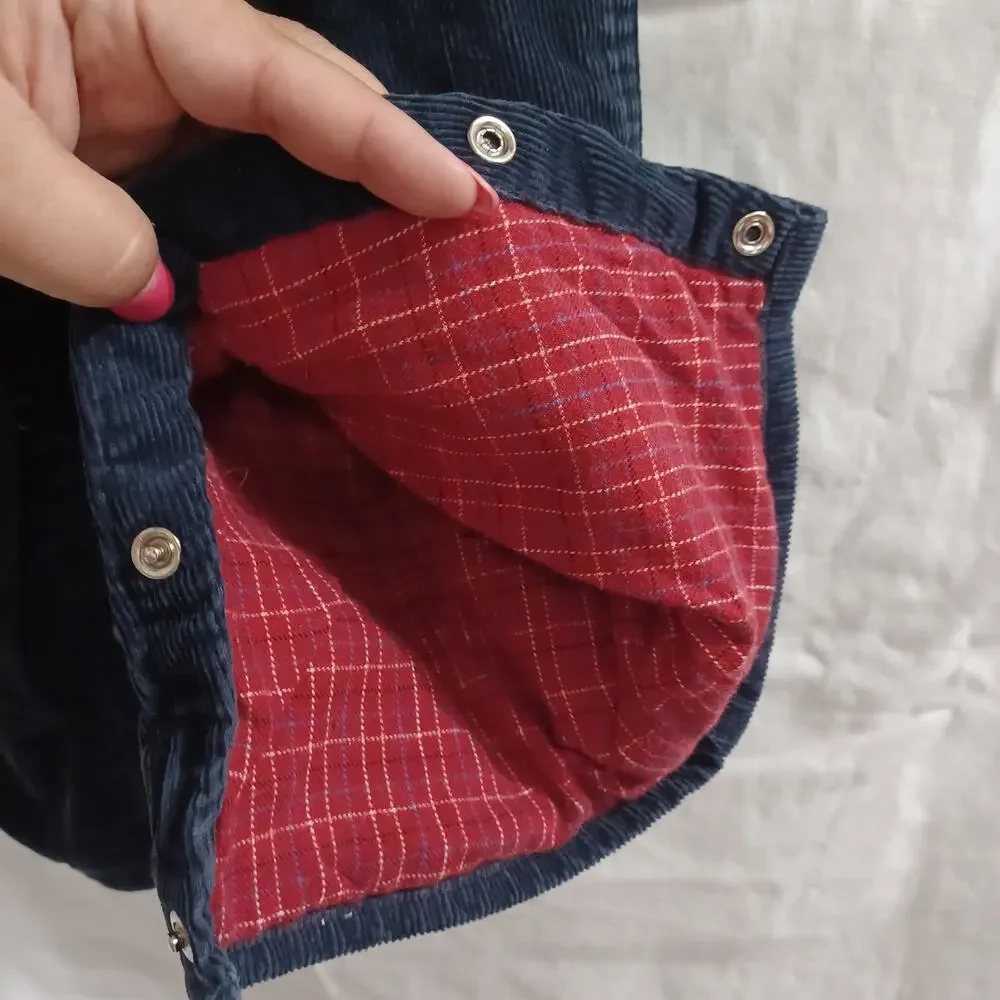 OshKosh b'gosh size 18 months‎ blue corduroy overalls flannel liner